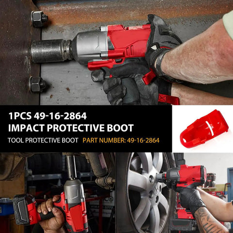 Deawater Impact Protective Boot For Milwaukee 18V M12 FUEL Wrench. Red Part 49-16-2864. Shock Absorbing Grip Pad Keeps Tool Safe And Prevents Scratches On Work Surfaces During Heavy Duty Jobs Great Accessory For Electric Tools