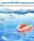 Ultrasonic Retainer Cleaner 45kHz 200ml For Dentures Braces Night Guards Jewelry demonstrating cleaning efficiency underwater