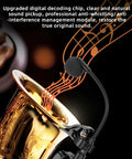 Two Point Four G Wireless Clip On Saxophone And Brass Instrument Microphone System attached to a saxophone