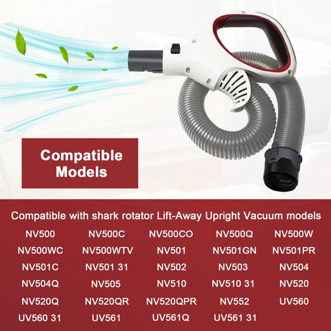 Replacement Hose Handle For Shark Rotator Lift Away Upright Vacuums Pro Series NV500 NV501 NV502 NV503, shown with airflow graphics