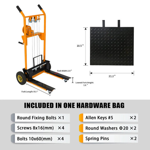 The Heavy Duty Manual Pallet Stacker Material Lift Winch Loader With 330 Lbs Capacity And Rubber Swivel Casters For Hassle Free Shop Floor Freight Hauling