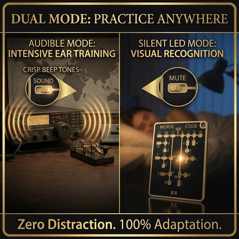 Dual mode showing Pocket Morse Code Trainer Pro With LED Audio Telegraph Interactive Practice Tool Real Time Feedback Record And Playback PCB Learning Gear For Ham Radio Enthusiasts