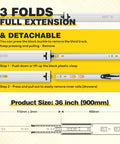 Beefy Heavy Duty Drawer Slides 36 inch full extension detail with detachable feature and size specifications