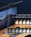 Lit 26 Inch LED Desk Lamp For Home Office With Wide Beam And Flexible 180 Degree Gooseneck Clamp; 5 modes and 7 brightness levels.