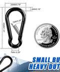 1.57 Inch Heavy Duty Carabiner Clip Hook Set Of 10 Black Spring Snap Hooks Keychain with size comparisons