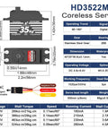 Dimensions and features of Beefy Waterproof 35Kg High Torque Metal Gear Digital Servo Motor for RC cars and DIY robots