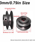 Beefy Heavy Duty Cast Iron V Belt Pulley Built To Last For Industrial And DIY Power Transmission 20mm Shaft With Optimized V Grove And High Load Capacity For Heavy Duty Applications. cast iron V belt pulley with 20mm shaft, 66-67mm diameter