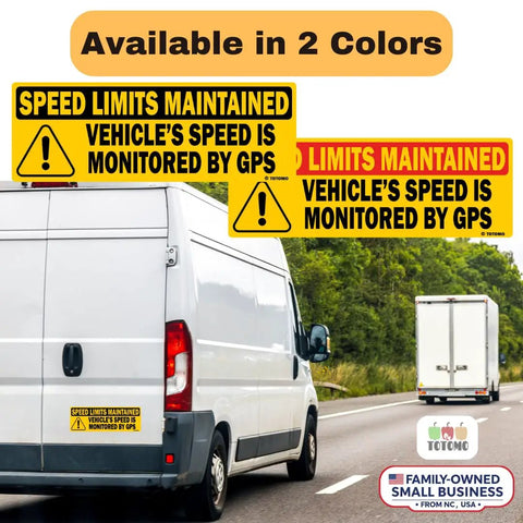 Two Pack Reflective Vehicle Speed Monitored by GPS Safety Stickers 10x3.5 Inches for Cars Trucks Vans and Fleets