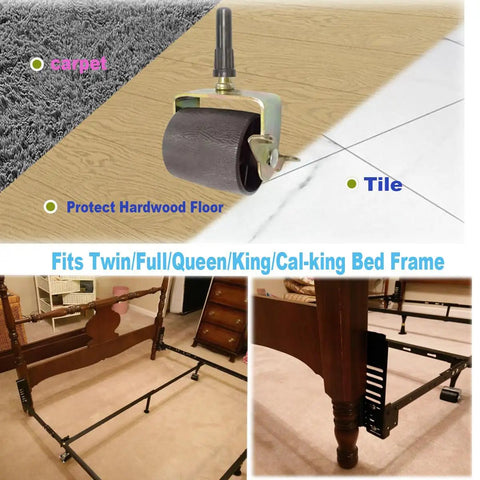 Heavy Duty Bed Frame Wheels Casters Rollers With Locking For Standard Leg Sockets Replacement Set Of 4 Gold for smooth glide on floors