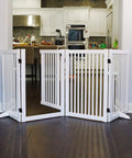 Wooden Support Feet For 360-Degree Configurable Pet Gate, White, A Pair, Plywood Feet For 0.75 Inch Gate Thickness on floor