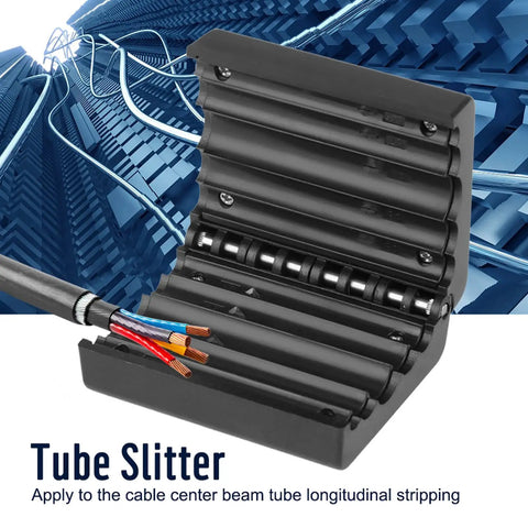 High Precision Fiber Optic Cable Stripper With Durable Alloy Blade For 4.5Mm To 11Mm Loose Tube Cutting Machine Slitter with cable inserted.