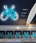 Ice Blue Crossed Fish Hook Neon Sign LED Light Dimmable Wall Decor For Tackle Shops Yachts Man Caves And Fishing Rooms A Dope Gift For Dads Who Live To Fish 17.6 By 13.6 Inches with dimmer and light settings