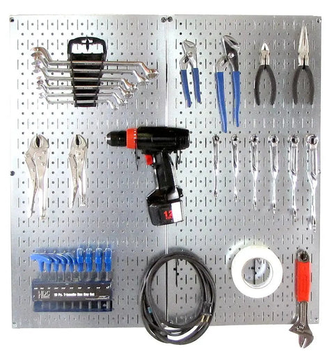 Heavy Duty Galvanized Steel Pegboard Panel 32 Inch By 16 Inch Tool Board For Garage And Workshop With Rust Resistant Finish