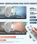 Bathroom Exhaust Fan With Light And RGB Lights All In One Remote Control 2 Way Air Circulation close-up with remote control