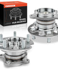 2 Rear Wheel Bearing And Hub Assembly Set For Toyota Highlander 2004 To 2013, Venza 2009 To 2016, Lexus RX330 2004 To 2006, RX350 2007 To 2009, RX400h 2006 To 2008, All Wheel Drive AWD, Five Lug, High Load Capacity For Your Ride, box and bearings displayed
