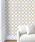White And Gold Peel And Stick Wallpaper Self Adhesive Removable Trellis Pattern For Walls And Furniture Modern Gold Grid Vinyl Roll