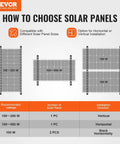 Comparison chart showing solar panel installation, 50 Inch Solar Panel Mounting Brackets With 0-90 Degree Adjustable Tilt options