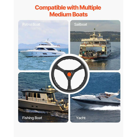 14 Ft Outboard Steering Kit With 13.5 Inch Wheel Beefy Marine Steering Cable Rotary Steering System image with boat compatibility
