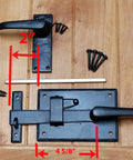 Heavy Duty Gate Latch With Lever For Gates And Doors, Black Left Hand, Dual Side Operation, Fits Gates Up To 6 Inches Thick