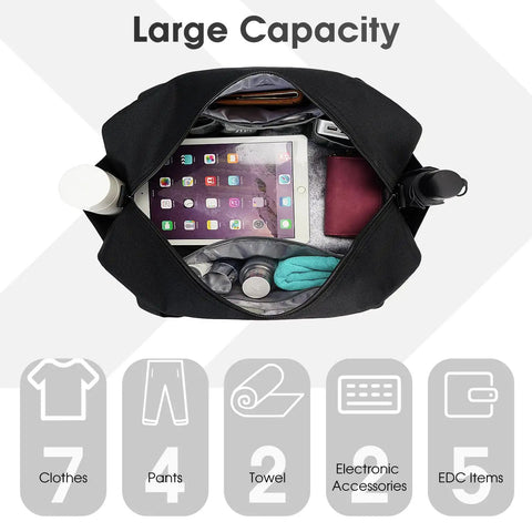 Top view of open Underseat Carry On Bag For Air Travel Fits Spirit Frontier Personal Item 18x14x8 Inches 25L Duffle Weekender Gym Bag
