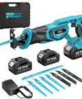 Cordless Reciprocating Saw With Brushless Motor, 3500 RPM, Variable Speed, 8 Blades, Dual 4.0Ah Batteries, case