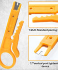 10 Piece Mini Wire Stripper Set With Secure Finger Loop For 5-6.2mm Cables And Data Wires, Small Cable Cutter Tool, Yellow