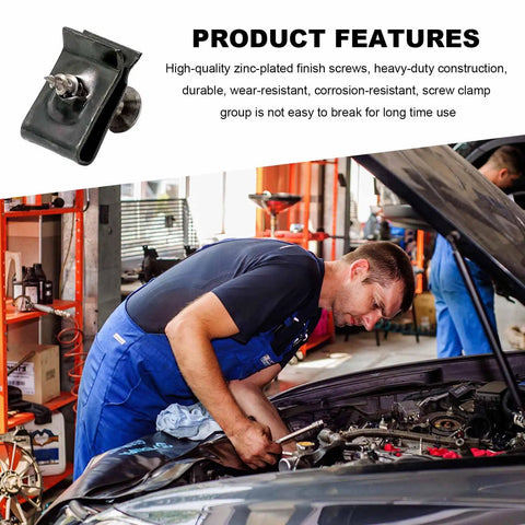 Shop Grade 170 Piece Auto Trim U Clip And Screw Kit With Nine Size Galvanized U Nuts used in vehicle repair with tool in hand.