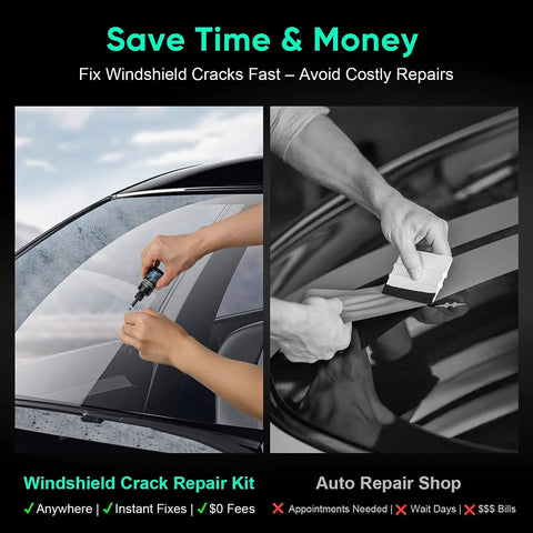 Windshield Chip And Crack Repair Kit 2026 Upgrade With Glass Repair Liquid used on car windshield vs auto repair shop service.
