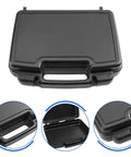 Tough As Nails Plastic Toolbox With Reinforced Carry Handles For Home Repairs And Power Tool Storage Organizer Bin Crafted Snappy For Weekend Warriors And Trade Pros, black with opening.