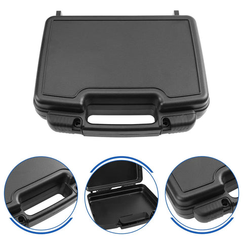 Badass Plastic Toolbox Portable Tool Case With Detachable Storage Tray And Super Grippy Handle showing sturdy black handle and secure lid.