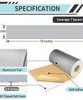 Dishwasher Noise Knockout Insulation Pad 13 X 79 Inch Self Stick Pef Foam Sheet showing aluminum foil and self-adhesive backing.