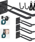 Beefy Heavy Duty Garage Hooks 8 Pack for Wall Mount Storage, steel hooks for ladders, brooms, tires with non-slip rubber coating.