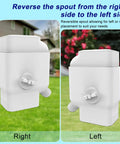 Universal Gutter Downspout Diverter With Built In Filter Screen White Fits 2x3 And Oversize 3x4 Downspouts Reversible Spout For Left Or Right Install Easy No Fuss Setup, right and left views