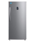 Energy Star Rated 13 8 Cu Ft Upright Freezer With Digital Thermostat And Frost Free Tech for bulk food storage, silver stainless steel.