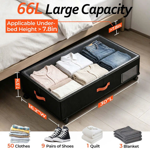 Compact Under Bed Storage Bins With Silent Rolling Casters Lowkey Closet Game Changer For Dorm Rooms And Small Apartments Easy Glide Seasonal Gear Organizers Heavy Duty 2 Pack