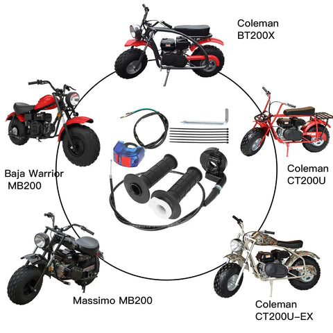 Plug And Play Mini Bike Throttle Kit Replacement For Coleman CT200U CT200U EX BT200X Baja DB30 Warrior MB200 Predator 212cc Motovox 196cc 200cc 6.5hp Engine Parts 22mm Seven Eighth Inch Twist Grip Throttle Assembly with mini bikes