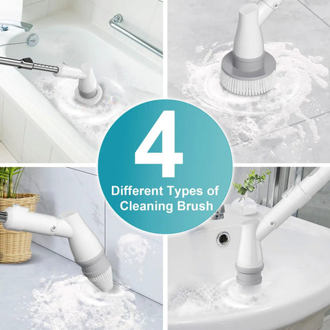 Cordless Spin Scrub Brush With 4 Replaceable Heads And Adjustable Extension Handle, 2 Speed Electric Shower Scrubber in use