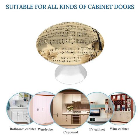 Music Notes On Old Paper Stainless Steel Cabinet Knob with vintage design, suitable for various cabinets and drawers
