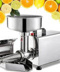 Heavy Duty 450W Electric Tomato Strainer And Sauce Maker With Commercial Grade Copper Motor, stainless steel design, fruit hopper.