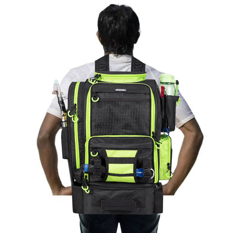 Large Insulated Fishing Backpack With Cooler That Fits 3 Tackle Boxes, Rod Holders, Fish Bag And Gear For Fishing, Camping And Hiking