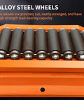 Alloy steel wheels for Rock Solid Heavy Duty Crawler Machinery Skates, designed for robust load-bearing capacity.