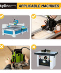 Collage of woodworking machines for use with CNC Slab Flattening Router Bit Half Inch Shank 3 Inch Cutting Diameter Heavy Duty Surfacing Bit