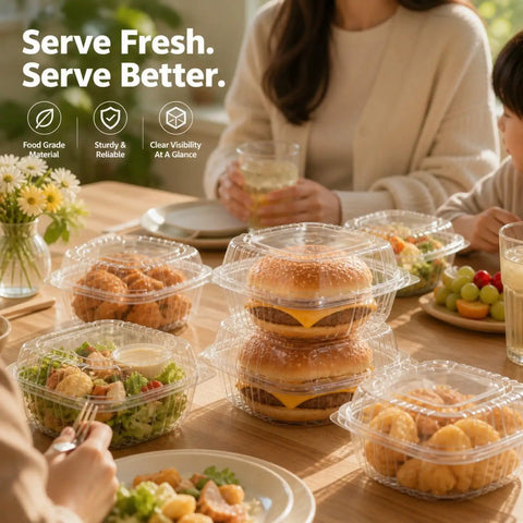 Snag This 50 Pack Super Sealed Hinged Food Containers With Secure Flip Top Lids For Cake Slices Pastries And Quick Bites Totally Leak Proof Square Clamshell Boxes For On The Run Delivery