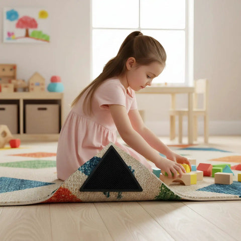 Heavy Duty Rug Gripper Pads With Adhesive Strips For Non Slip Carpet Corners Kit Includes Four Pads And Four Auxiliary Stickers