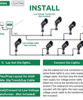 Installation guide for Low Voltage 12V 4W Landscape Lights 6 Pack With Replaceable LED Bulbs Waterproof Outdoor Spotlights.