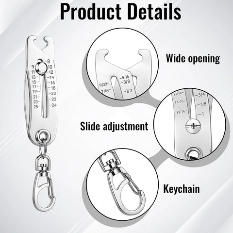 Two-piece portable thread checker keychain with dual vernier calipers for screw and nut threads