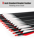 30 Inch Carbon Arrow Set With Removable Tips, 14 Pcs, Spine 500, arrows with 3 inch feathers and red nocks in detail
