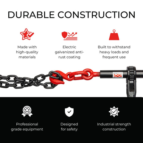 Beefed Up 6600 Lbs WLL Ratchet Chain Binders For 5/16 And 3/8 Grade 70 Chains Two Pack With 26000 Lbs Break Strength shown with anti-rust coating