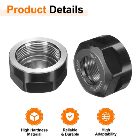 ER25 A M32 Collet Clamping Nut With Dynamic Balance Holes For CNC Lathe And Milling Tool Holders, shown in black alloy steel