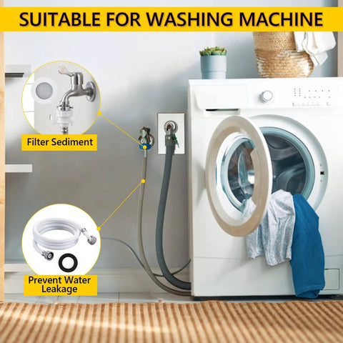 Leakproof Rubber And Silicone Gasket Washers Kit With 135 Pieces Across 16 Sizes installed on washing machine faucet
